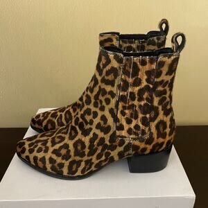 Banana Republic Leopard Print Calf Hair Chelsea Ankle Boots